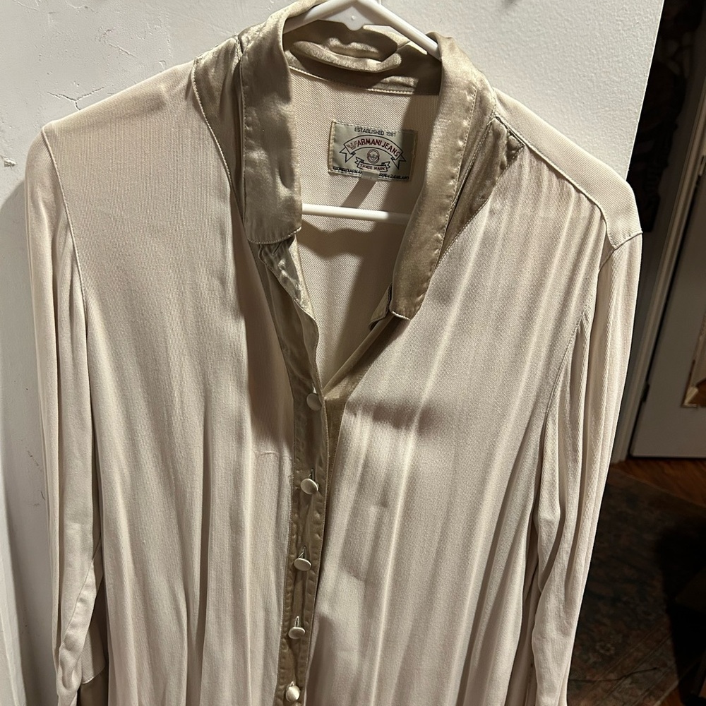 Vintage Armani Silk Button Down Shirt